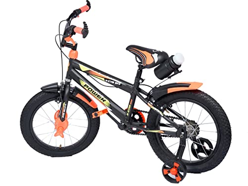 Image of NORMAN JR, Designed in Scandinavia EU Kids Bike Bicycle for Toddlers and Kids 16 Inch Fully Adjustable with Back Seat & Support for Boys and Girls Cycle for 5 to 8 Years, Pomo Orange