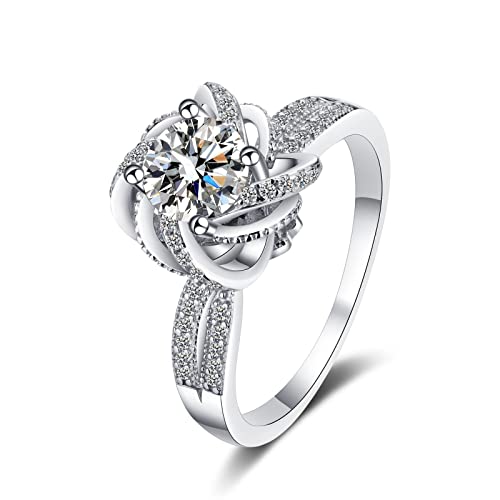 Bague en argent 925 avec moissanite 2ct éclat de luxe et anneau torsadé