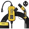 DEWALT Level 1 and 2 Portable EV Charger 12-16 Amps, CSA Certified Indoor/Outdoor, NACS Compatible for Tesla EVs, NEMA 6-20 with 5-15 Adapter and Travel Bag Included, 25 ft. Cable