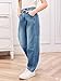 Haloumoning Girls Wide Leg Barrel Jeans Kids Fashion Elastic Waist Baggy Denim Pants with Pockets 5-14 Years Light Blue