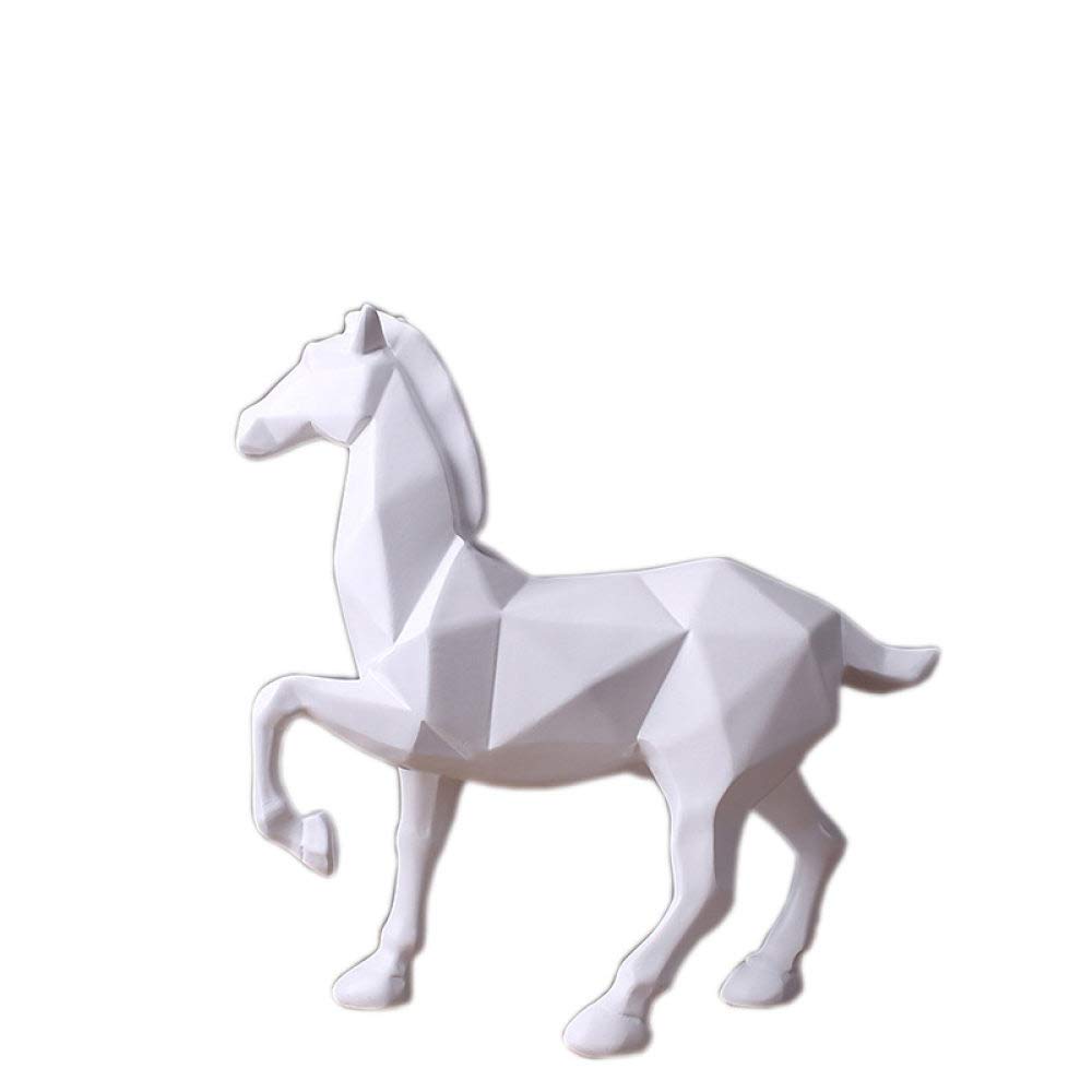 Petite statue cheval blanc en résine décorative pour maison et bureau