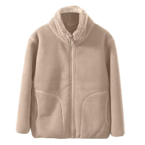 Girls Fleece Jacket Turtleneck Fuzzy Wool Long Sleeve Thermal Kids Winter Coat Zip Up Flannel Toddler Fall Jackets