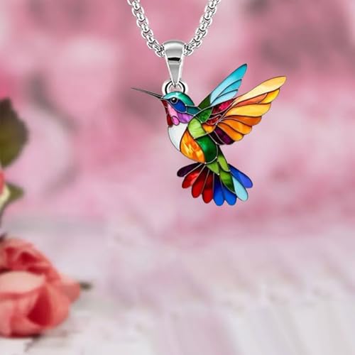 MIFYNN Colorful Hummingbird Necklace for Women 2D Hummingbird Dangle Necklaces Acrylic Hypoallergenic Cute Bird Necklaces For Women Bird Lovers4