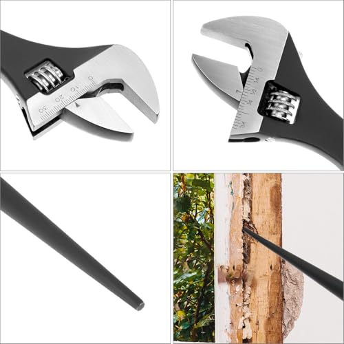 QWORK 12-Inch Adjustable Spud Wrench, Heavy Duty Alloy Steel, SAE and Metric Scale Marked by QWORK - Used condition - Image 4