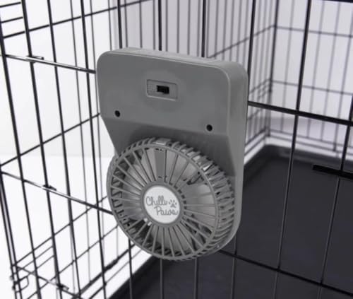 Pet Crate Fan Cage Mounted Cooling Fan for Dogs and Cats Grey