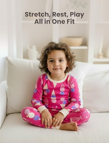 Image of PATPAT Bamboo Viscose Pajama Sets for Toddler Boys & Girls Baby Kids, Ultra-soft Snug fit Pjs Sleepers for Birthday Holiday