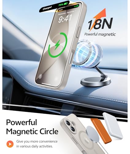 Image of FNTCASE for iPhone 17 Case: [Compatible with Magsafe] Translucent Matte Cases with [Full Camera Protection] [Screen Protector] Military Grade Shockproof Protective Phone Cover - Off White