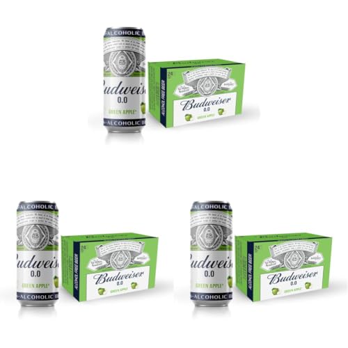 Image of Budweiser 0.0 Non alcoholic Green Apple Can 330ml (Pack of 18)