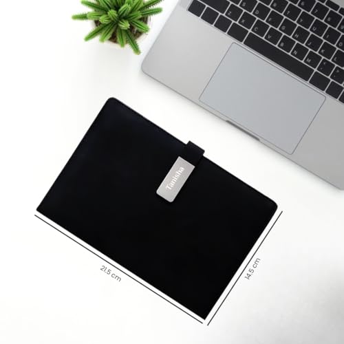 Image of Giftana Personalized Diary with Name, Customized Leather Diaries with Magnetic Overlap Lock,192 Pages, Personalised A5 Notebook Diary, New Year Corporate Gifts for Employee (Black -Silver Clip)