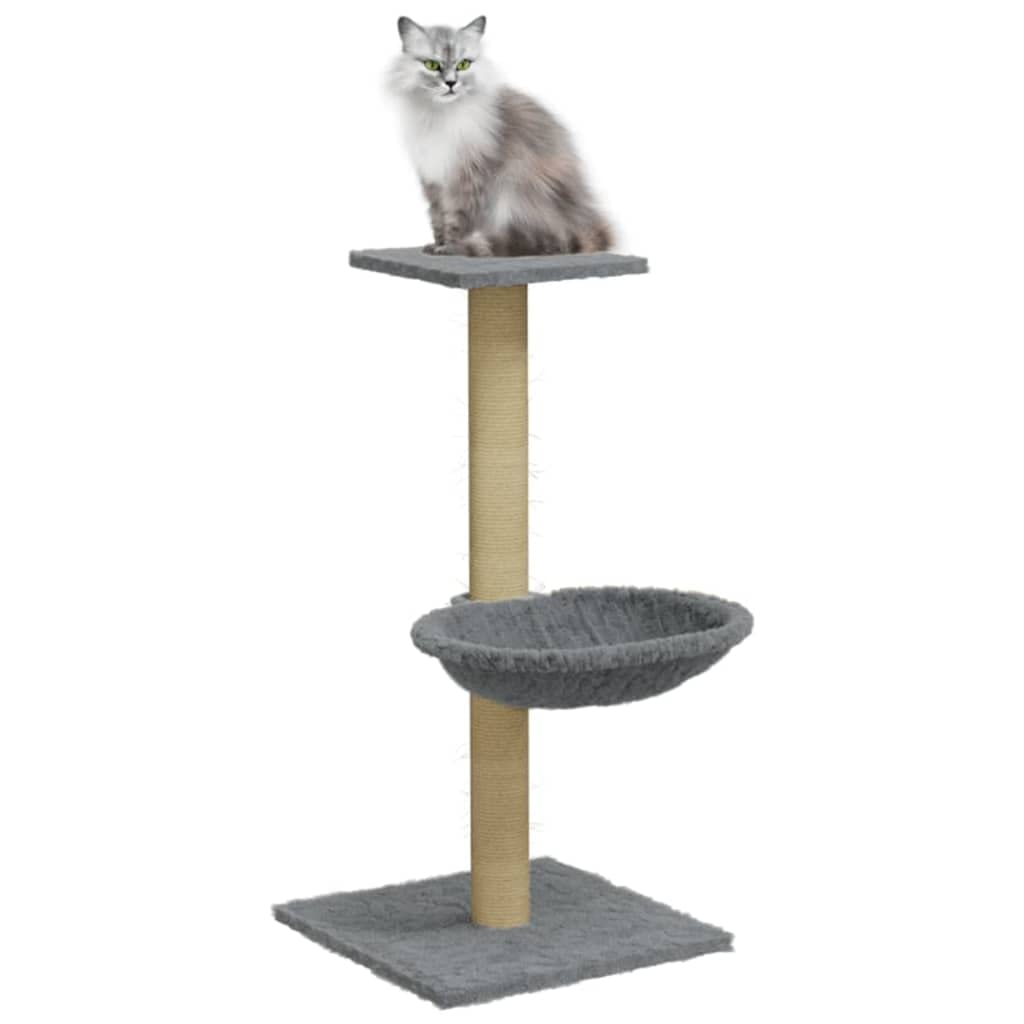 Árbol rascador con cueva y hamaca, 74 cm | Torre de escalada compacta para el salón con un acogedor hueco para tumbarse y una robusta placa de suelo de madera.