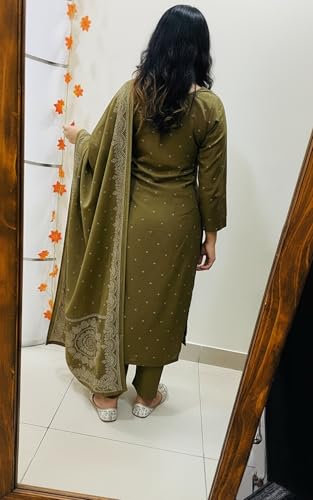 Image of ANNI DESIGNER Viscose Kurta for Women | Kurti Set Woman | Kurta with Pant & Dupatta | Straight Embroidered Suit | Ethnic Indian Outfit Office Party Traditional Clothing Fashion Style Premium Wear Look