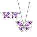 Produktbild Aurora Tears Schmetterling Halskette/Ohrringe Set 925 Sterling Silber Februar Birthstone lila Amethyst Schmuck Set Tiere Schmuck für Frauen und Mädchen DS0035W