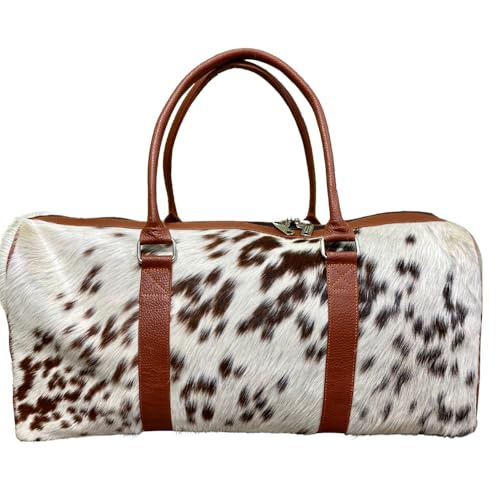 Weekender duffel cowhide leather travel carry on handmade gift outdoor sports gym overnight patchwork bag