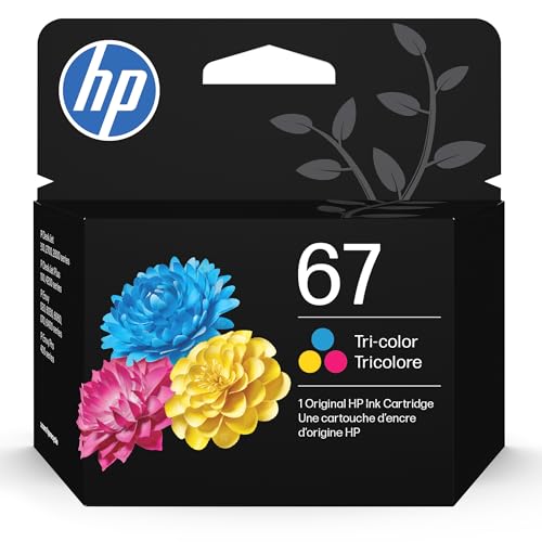 HP 67 Tri-Color Ink Cartridge | Works with DeskJet 1255, 2700, 4100 Series, Envy 6000, 6400 Series | Eligible for Instant Ink | 3YM55AN | Packaging May Vary