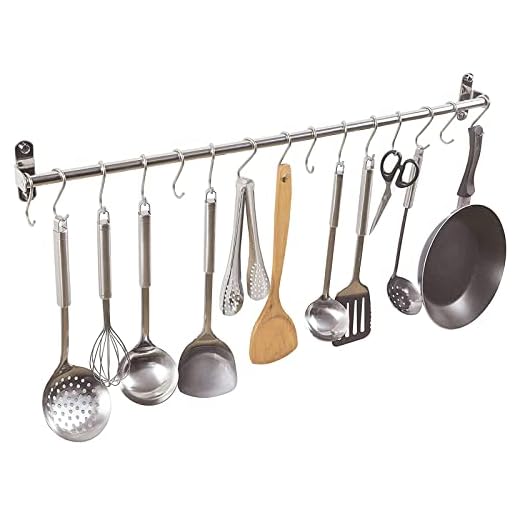 Alicemall Colgador de Utensilios de Cocina de 15 Ganchos de Acero Indoxible Barra para Cocina con Ganchos S