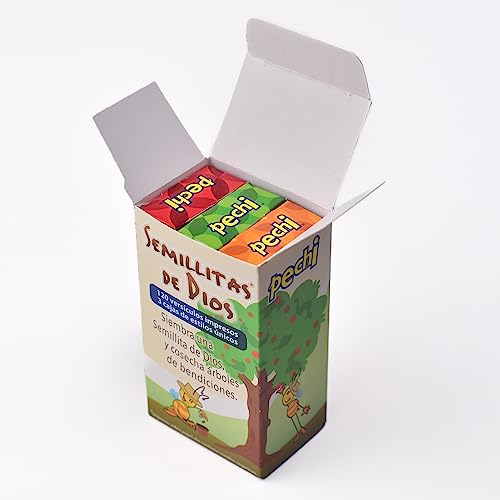 Image of Pechi Paquete de 3 cajitas de Semillitas de Dios - (Spanish Mini Bible Verses) Mini mensajitos con versiculos biblicos cada postal es un diseno distinto. (Coleccion 1-3 cajitas)