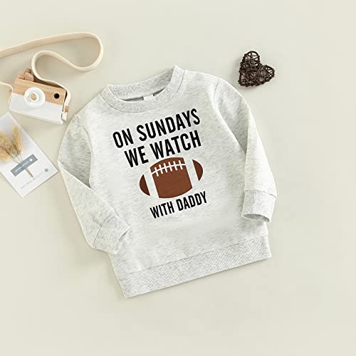 Lamuusaa Toddler Kid Baby Girl Boy On Sunday We Watch Football With Mommy/Daddy Sweatshirt Oversized Sweater Fall Clothes (Football With Daddy , 2-3 Years ) #TOP5