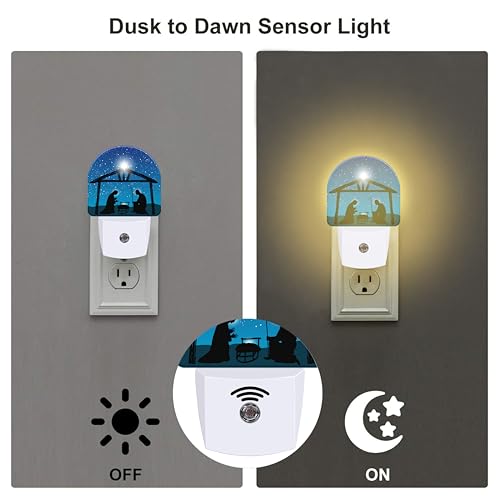 Image of Nativity Night of Jesus Night Light for Kids,Christmas Christian Jesus Plug in Night Light with Dusk to Dawn Sensor, 0.5w Energy Saving Nightlight for Hallway Stairway Kitchen Bedroom