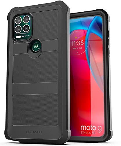 Encased Falcon Designed For Moto G Stylus 5G Belt Clip Case, Protective Phone Case With Holster (Black) #TOP2