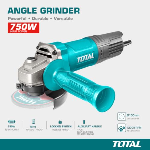 Image of TOTAL Professional Angle Grinder Machine, 750W 100mm /4'' Disc