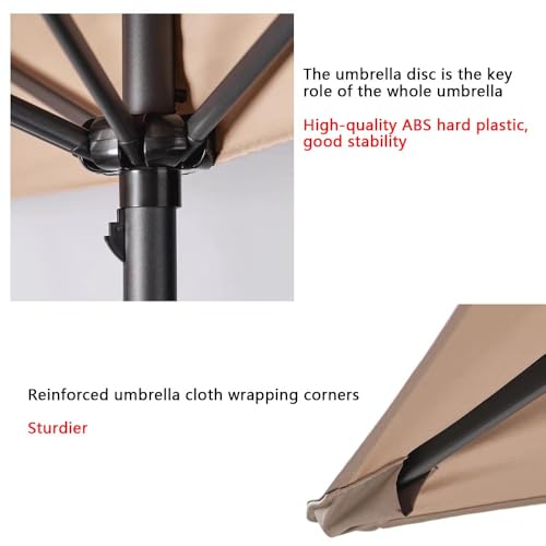 Demi parasol de balcon 200cm kaki à hauteur réglable