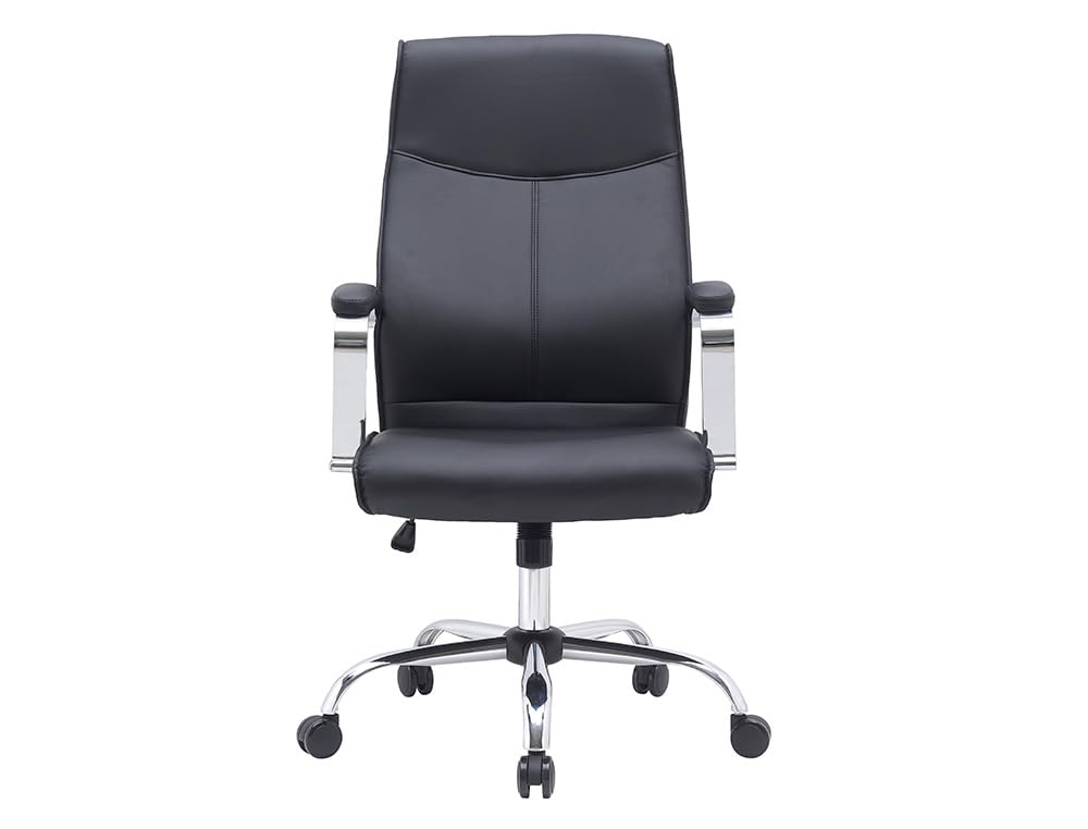Chaise de direction Q-Connect en simili cuir noir haut de gamme et finitions métalliques