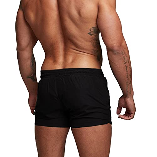 Donason Men's Swim Trunks Quick Dry Swimming Running Shorts Mens Beach Board Shorts Breathable Gym Sports Shorts with Mesh Lining and Zipper Pockets Black - Image 2