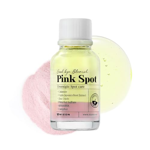 [Mizon] Tratamiento para el Acné y Espinillas, Cuidado Nocturno de Manchas y del Acné, Producto con Calamina, AHA, BHA, Tratamiento para Brotes (19 ml) Good Bye Blemish Pink Spot