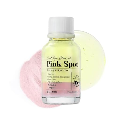 [Mizon] Tratamiento para el Acné y Espinillas, Cuidado Nocturno de Manchas y del Acné, Producto con Calamina, AHA, BHA, Tratamiento para Brotes (19 ml) Good Bye Blemish Pink Spot