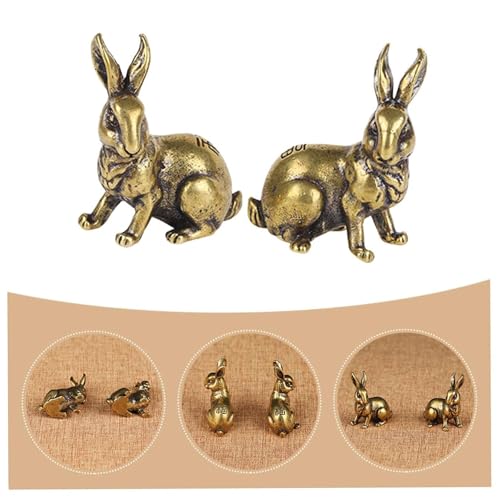 Set de estatuas pequeñas de conejo de latón para decoración miniatura 6