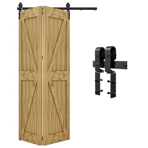 QINAIXQM 100CM/3.3FT Plegables Herraje para Puerta Corredera Kit de Accesorios para Puertas Correderas de Graneros Estilo de libro