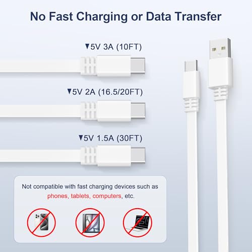 Itramax Flat USB C Charging Cable 10FT/3M 2Pack,Long USB A to USB C Charger Cable USBC Extension Power Cord for Blink Outdoor 4/Mini 2 2K+,eufy Cam S3 Pro,SoloCam S340/S220/C210/S40,EZVIZ H6c 2K,White - Image 4