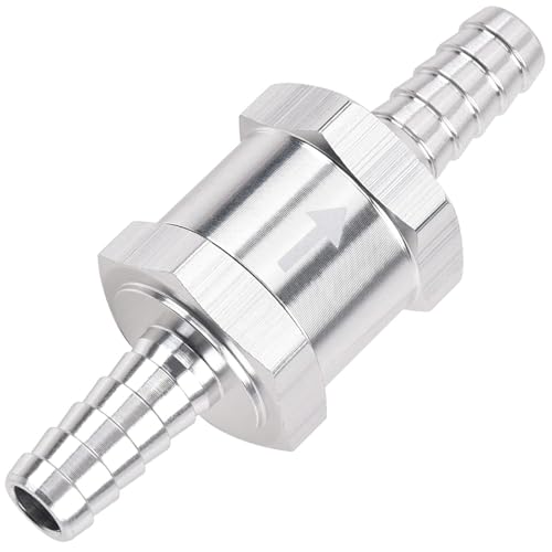 DAVRPES 6mm 1/4" Fuel Check Valve One Way Inline Non Return Diesel Gasoline Silver(6mm OD)