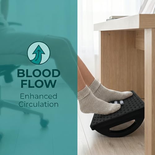 Miniatura 6 de Vunanvu Reposapiés De Oficina, Reposapiés Ergonómico Para Escritorio, Reposa Pies Trabajo Oficina Con Cojín Ergonómico De Plástico Y Puntos De Masaje, Soporte Para Pies Bajo Escritorio Del Hogar