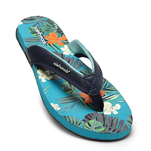 Image of SOLETHREADS SERENE | Cushion | Comfortable | Cute | Soft | Squishy Footbed | Anti-Skid Sole | Flip Flops for Women | S.Green | UK7