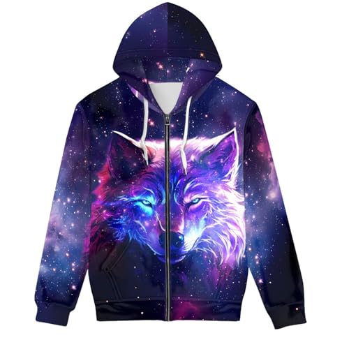 GLUDEAR Men's 3D Graphic Print Full-Zip Mock Neck Sweatshirt Long Sleeve Lightweight Loose Fit Jackets