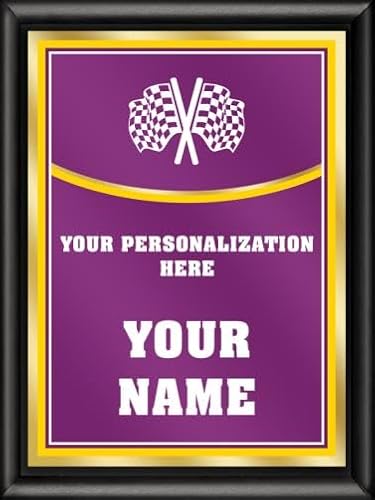 Crown Awards Racing Plaque Award, 6x8 Recognition Award with Custom Engraving, Purple with Gold Printed Plaque On Shiny Black Finish