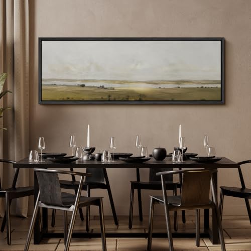 Image of MUDECOR Large Framed Canvas Print Wall Art Country Lake for Living Room