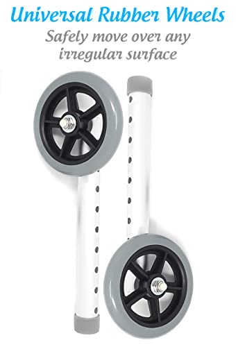 Universal Walker Wheel Kit: 5 Inch Sport Wheels And Flexfit Ski Glides (Gray) #TOP2