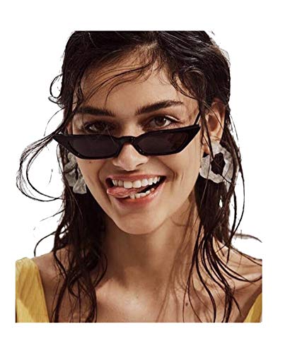 Image of W&Y YING Small Cat Eye Sunglasses for Men and Women Skinny Retro Frame Y2K Shades Trendy Fun Fashion Glasses