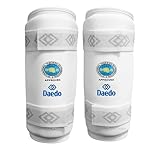 Daedo ITF Approved White Shin Guards – Martial Arts Leg Protectors – Lightweight Guards with Straps for Training