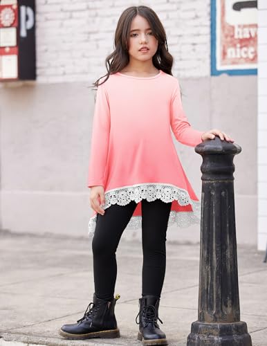 Image of Arshiner Girls Tunic Tops Casual Basic Loose Soft Swing Pullover Long Blouse T-Shirt Tee