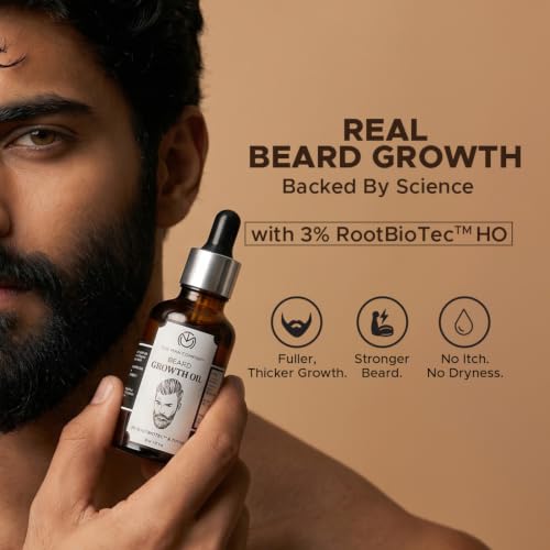 Image of The Man Company Beard Growth Oil for Men | 30ml | Fast Beard Growth | Promotes Thick Beard| Reduces Patchy Beard | 3% RootBioTec + Thyme | Fast Absorption & Lightweight