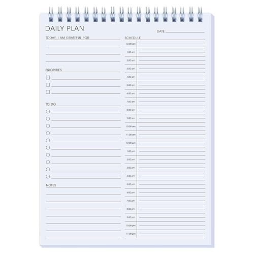 24 Hour Daily Planner - To Do List for Work & Personal Life, Productivity Everyday Planner, Daily Schedule, 6.5 x 9.8