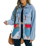 chaqueta new boat Diseño único: El vaquero lavado y la tela jacquard geométrica se cosen para crear un aire retro americano casual y sin inhibiciones, que fácilmente se convierte en el foco de los conjuntos.