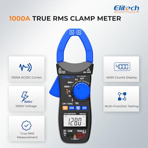 Multímetro Pinza Elitech CM-110AC, Corriente AC 1000A, HVAC miniatura 2