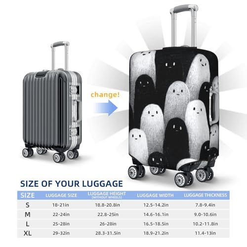 Minimalist Cute Ghosts Elastic Travel Luggage Covers Dustproof Scratch-Resistant Suitcase Protector Fit 22-24 Inch4