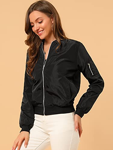 Allegra K Women's Windbreaker Bomber Jacket Zip Up Fall Casual Outerwear with Pockets4