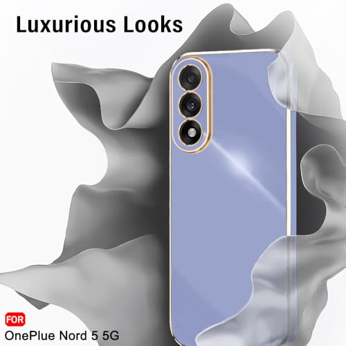 Image of TheGiftKart Luxurious Golden-Plated Back Cover Case for OnePlus Nord 5 5G | Raised Lips for Camera & Screen Protection | ShockProof Design | Stylish Back Case for OnePlus Nord 5 5G (TPU, Greyish Blue)