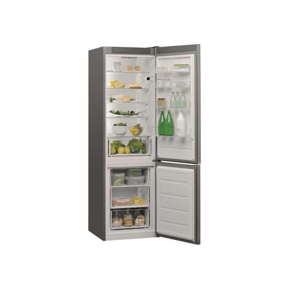 Réfrigérateur congélateur bas - WHIRLPOOL W5921EOX2-372 L (261L +111 L) - Froid statique - L59,5 cm x H 201,1 cm - Optic in